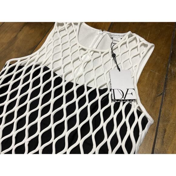 Diane von Furstenberg Size 4 Leonora Netted Two Tone Dress Ponte Knit - Picture 3 of 14